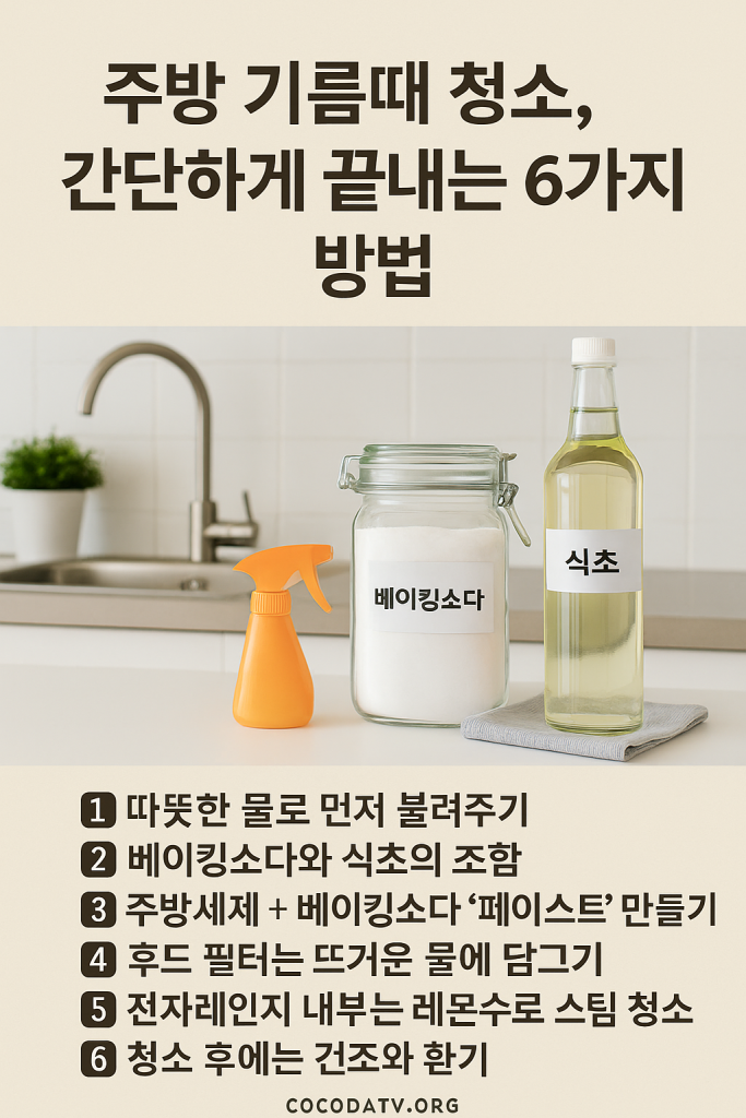 “주방 기름때 청소 — 베이킹소다와 식초로 간단하게 세척하기”