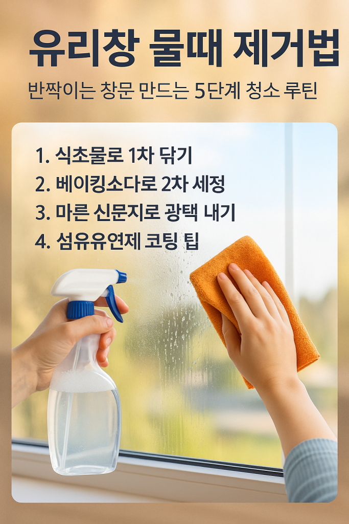 “유리창 물때 제거법 — 식초와 신문지로 반짝이는 창문 청소 루틴”