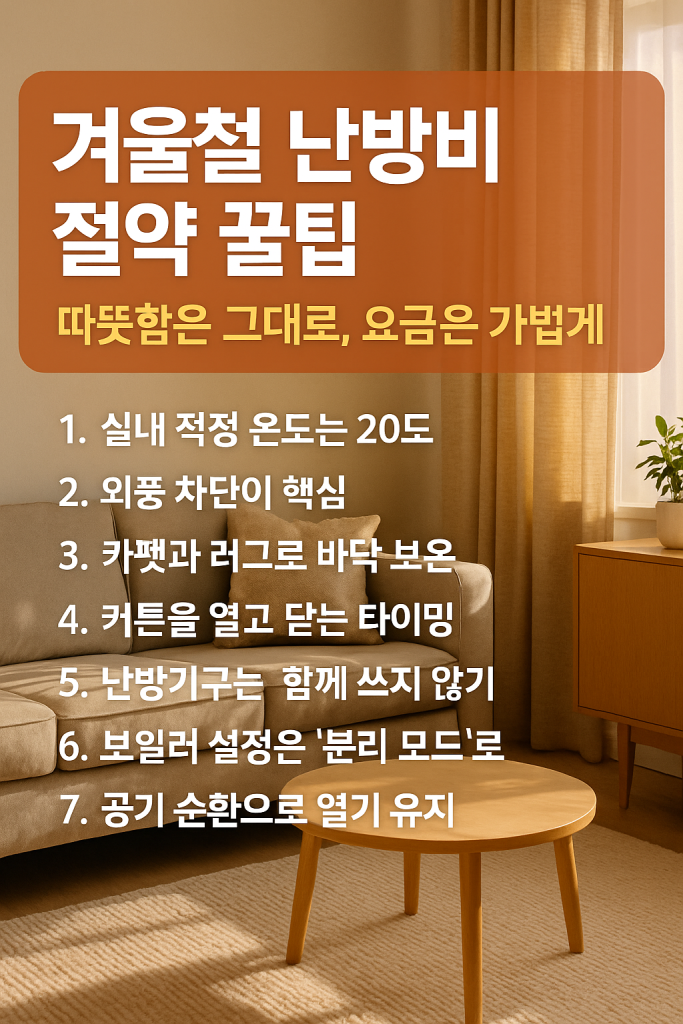 “겨울철 난방비 절약 꿀팁 — 단열, 온도 조절, 보일러 설정 팁”